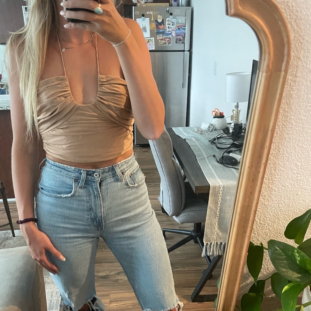 Zara Draped Satin Halter Crop Top